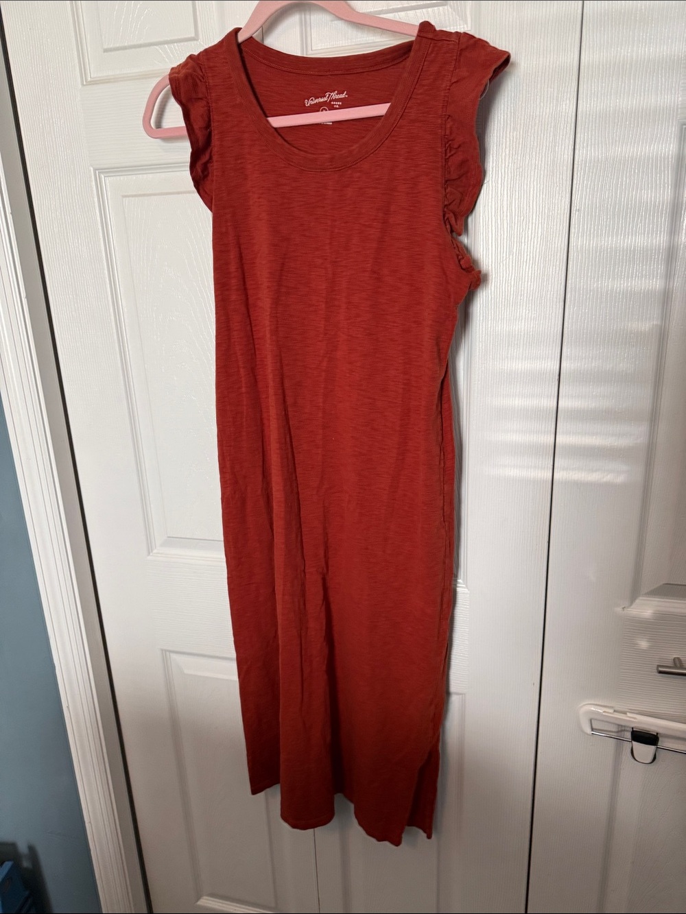 Universal Thread Rust Red Maxi Dress with Ruffle Sleeves
